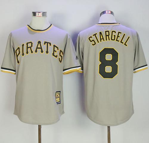 Mitchell And Ness Pirates #8 Willie Stargell Grey Throwback Stitched MLB Jersey - Click Image to Close